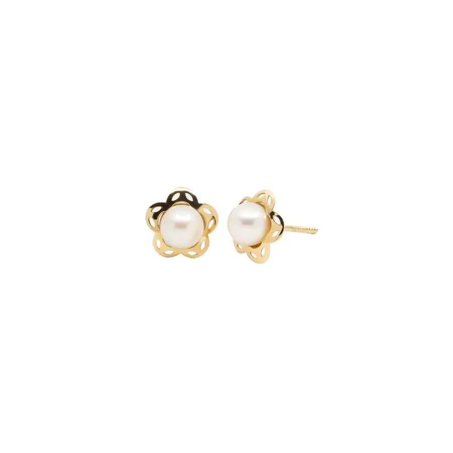 Pendientes Eles Niña Oro 18K Perla Cultivada 67A7302