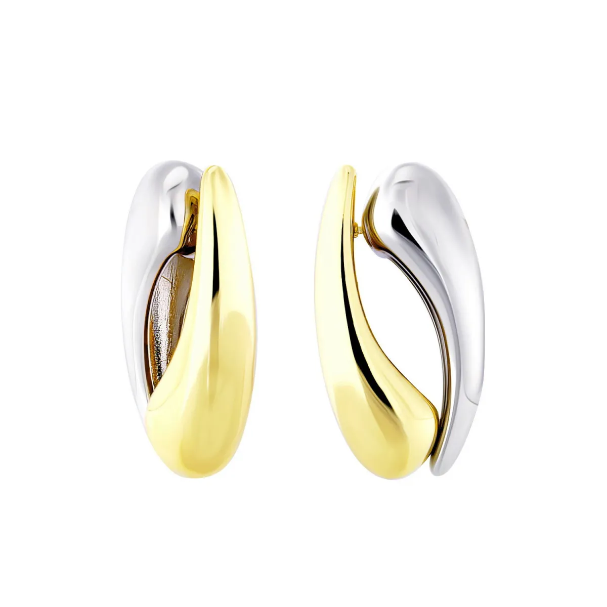 PENDIENTES VOLUMEN DOBLE BICOLOR  JOYAS DE IRENE