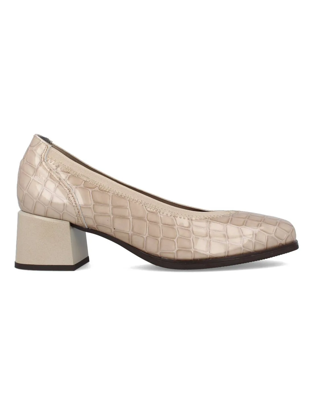 PITILLOS  ZAPATO TACóN PIEL COCODRILO PIEDRA