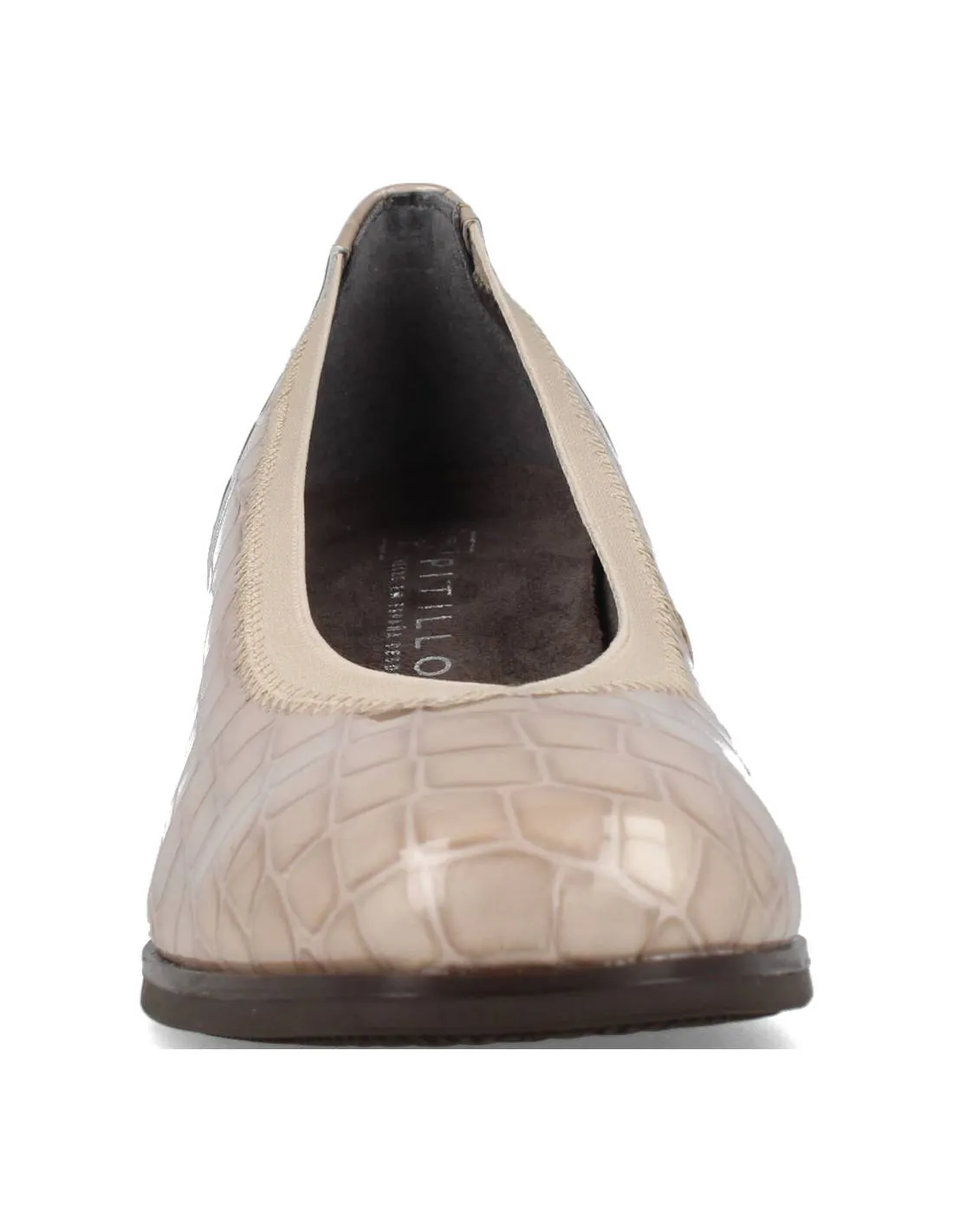 PITILLOS  ZAPATO TACóN PIEL COCODRILO PIEDRA