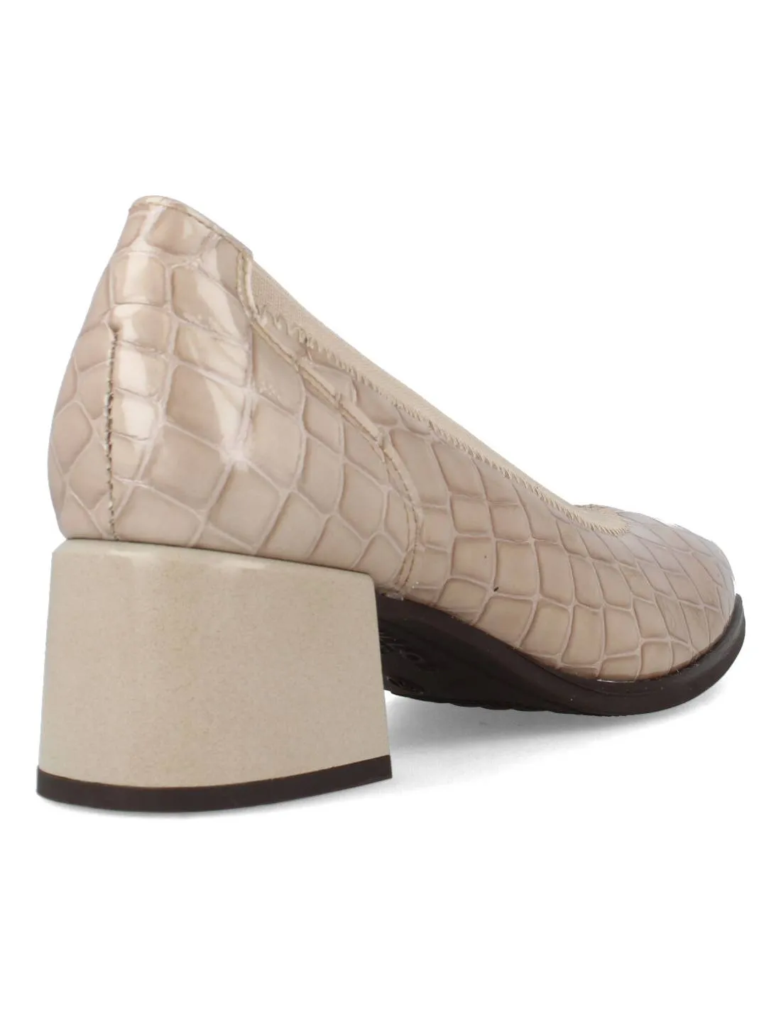 PITILLOS  ZAPATO TACóN PIEL COCODRILO PIEDRA