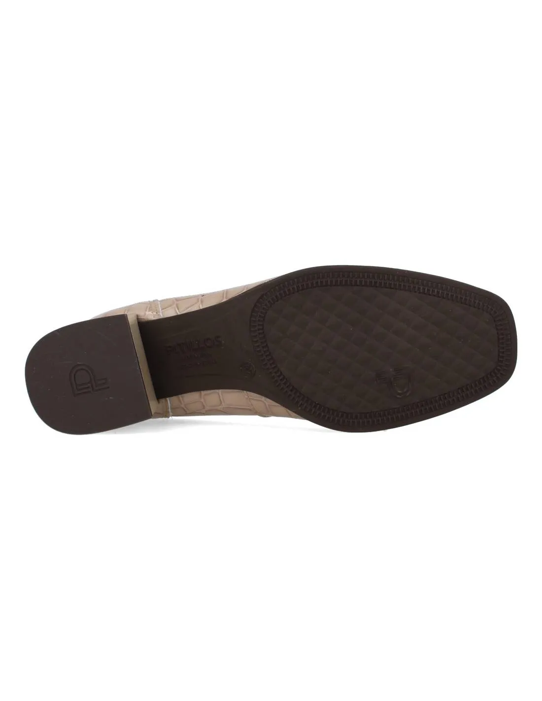 PITILLOS  ZAPATO TACóN PIEL COCODRILO PIEDRA