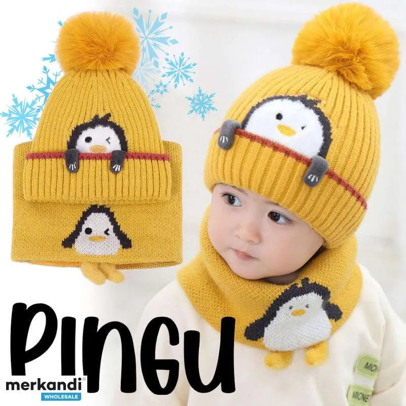 Prepara tu tienda para las aventuras invernales con nuestro conjunto de gorro y bufanda para niños Pingu
