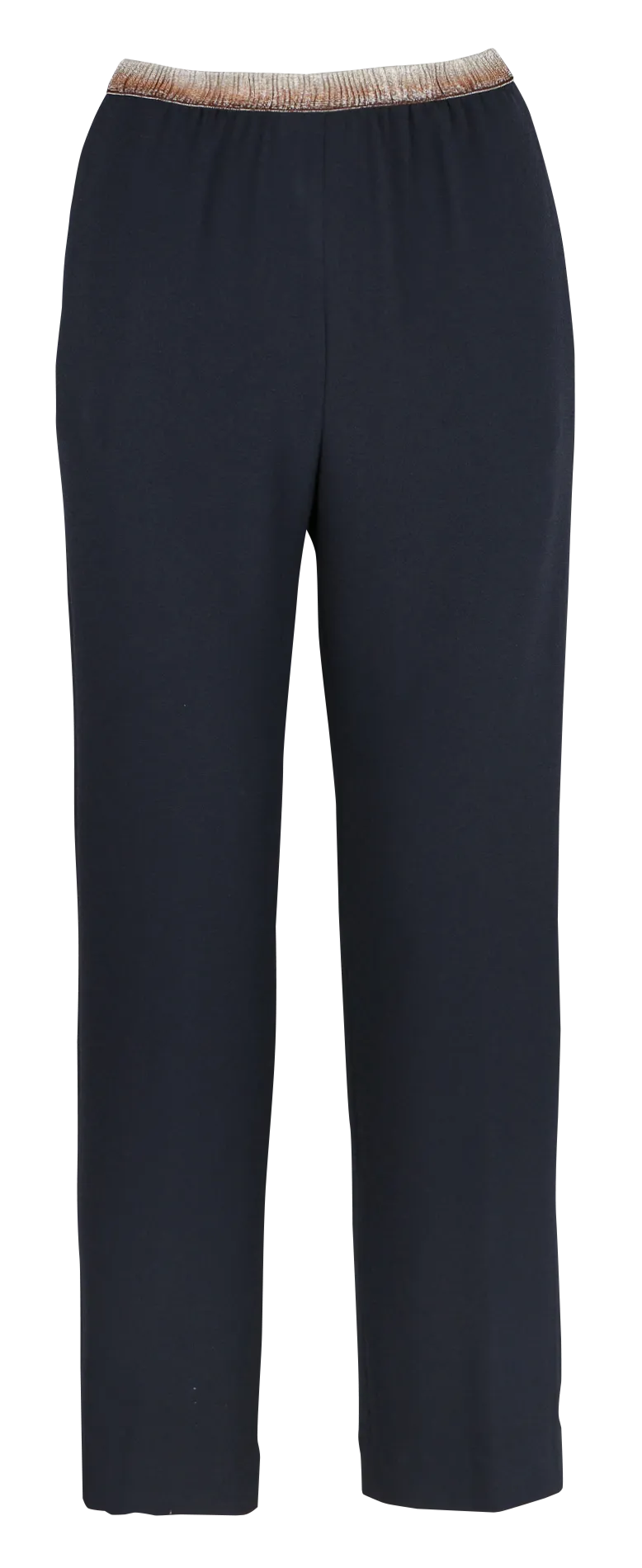 PRUNELLOR  PANTALóN RECTO CON CINTURA DORADA EN AZUL