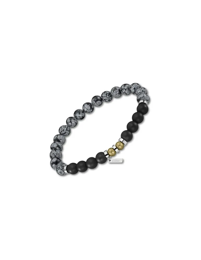 PULSERA LOTUS STYLE HOMBRE BOLAS NEGRAS GRISES LS219024