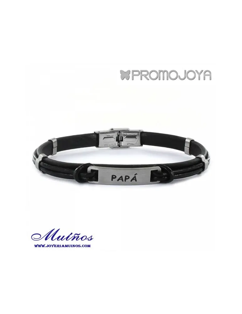 Pulsera Papá acero cuero nudos promojoya