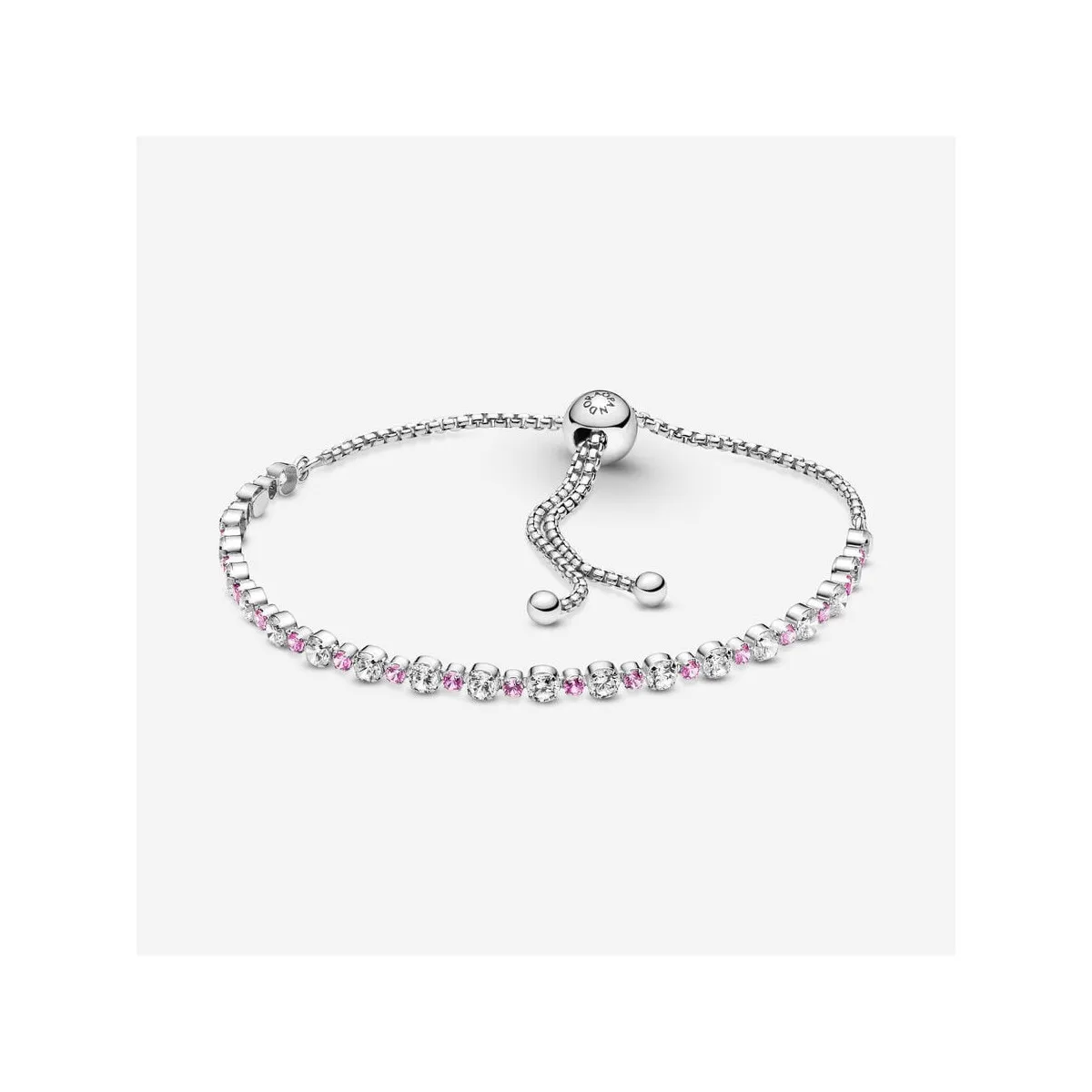 PULSERA ROSA Y TRANSPARENTE BRILLANTE CON CIERRE DESLIZANTE  PANDORA