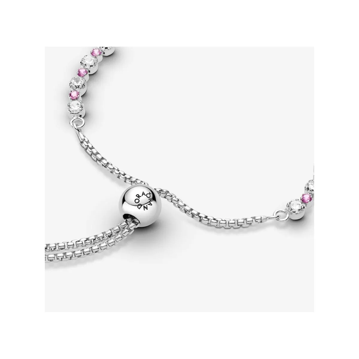 PULSERA ROSA Y TRANSPARENTE BRILLANTE CON CIERRE DESLIZANTE  PANDORA