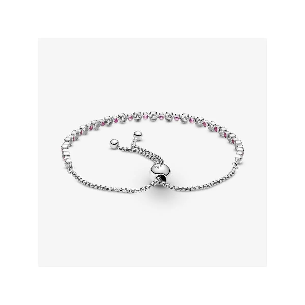 PULSERA ROSA Y TRANSPARENTE BRILLANTE CON CIERRE DESLIZANTE  PANDORA