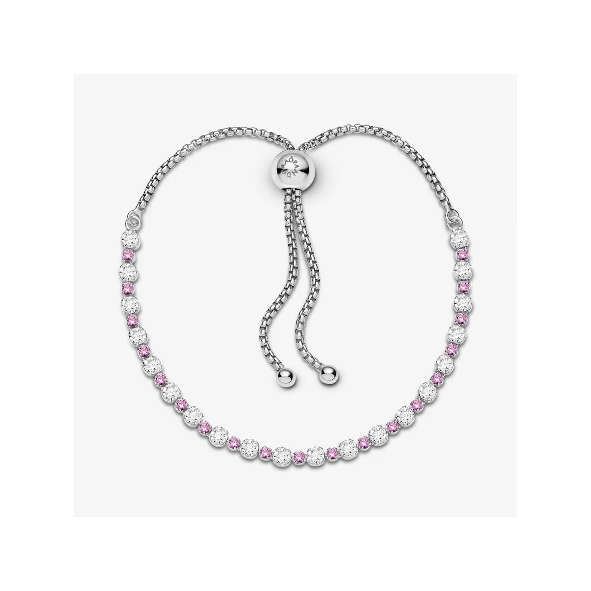 PULSERA ROSA Y TRANSPARENTE BRILLANTE CON CIERRE DESLIZANTE  PANDORA
