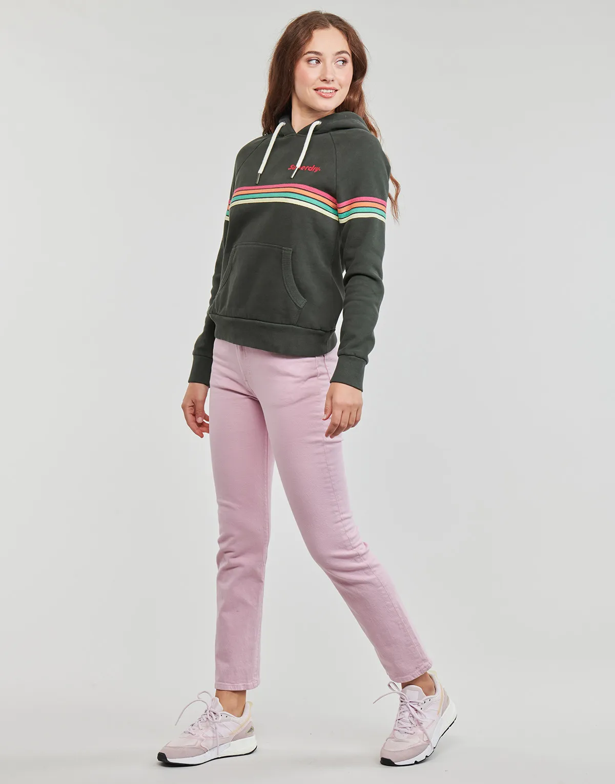 RAINBOW STRIPE LOGO HOODIE