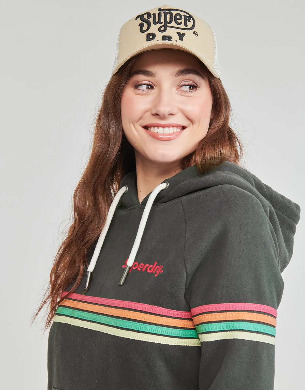 RAINBOW STRIPE LOGO HOODIE