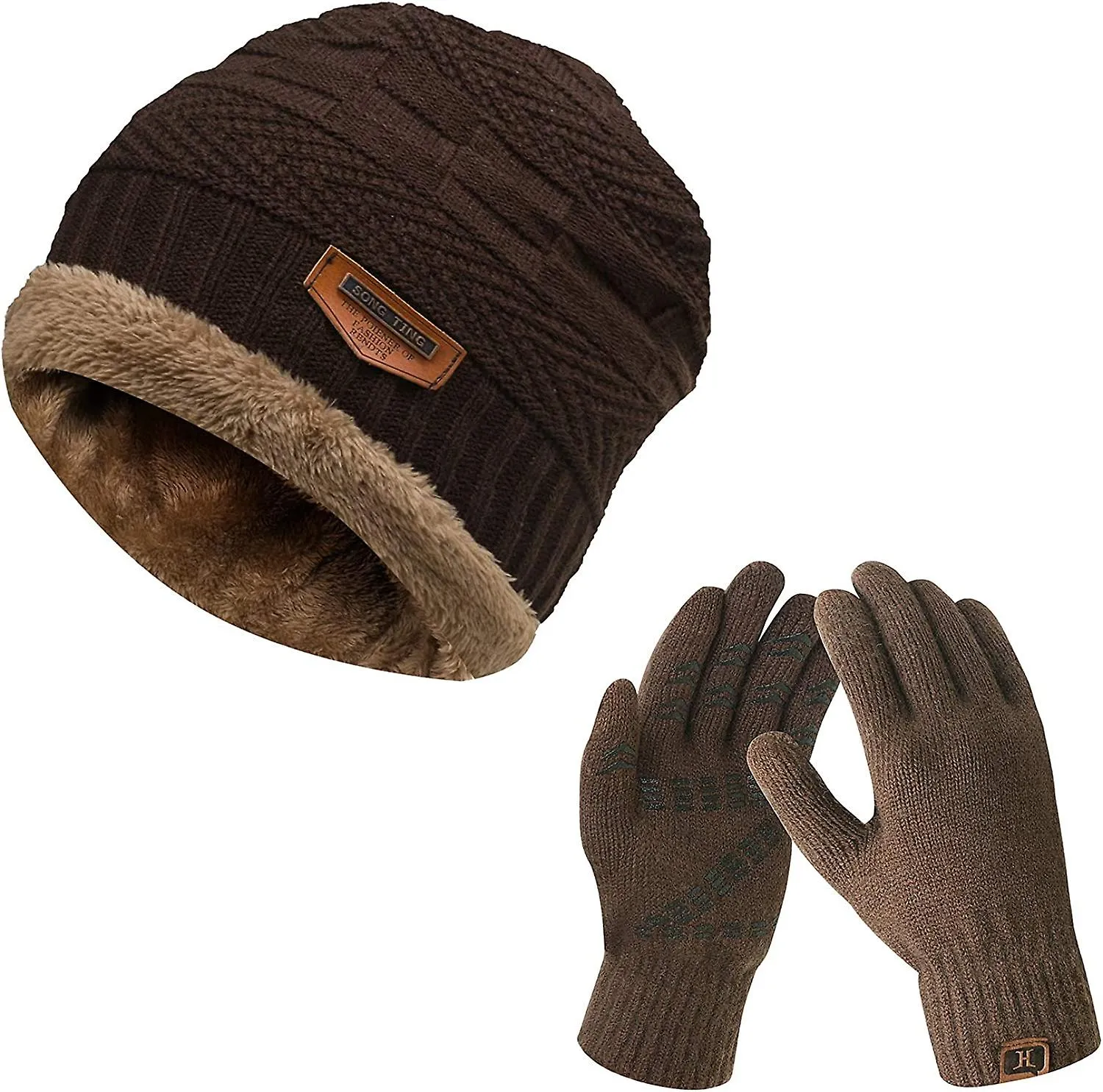 Renacimiento Hombres Mujeres Invierno Beanie Hat Bufanda Set Warm Knit Hat Thick Fleece Forred Winter Beanie Neck Gaiter para Ho