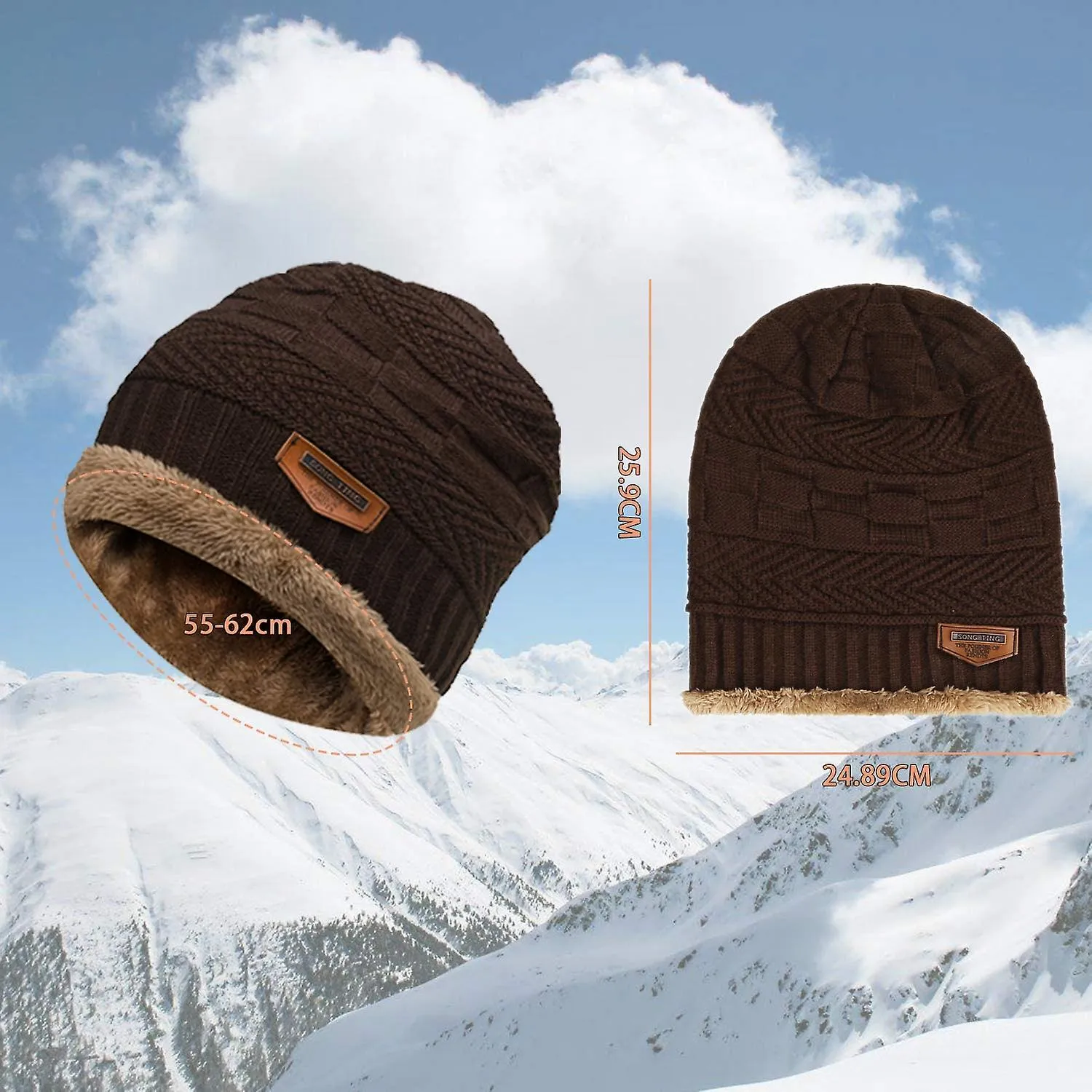 Renacimiento Hombres Mujeres Invierno Beanie Hat Bufanda Set Warm Knit Hat Thick Fleece Forred Winter Beanie Neck Gaiter para Ho