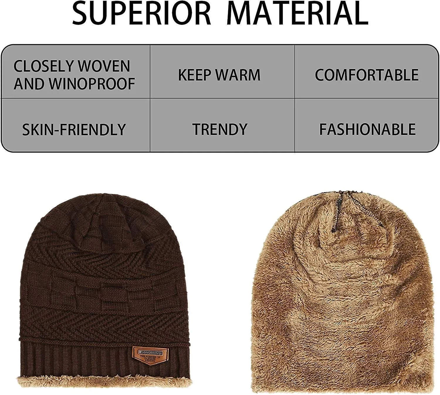 Renacimiento Hombres Mujeres Invierno Beanie Hat Bufanda Set Warm Knit Hat Thick Fleece Forred Winter Beanie Neck Gaiter para Ho