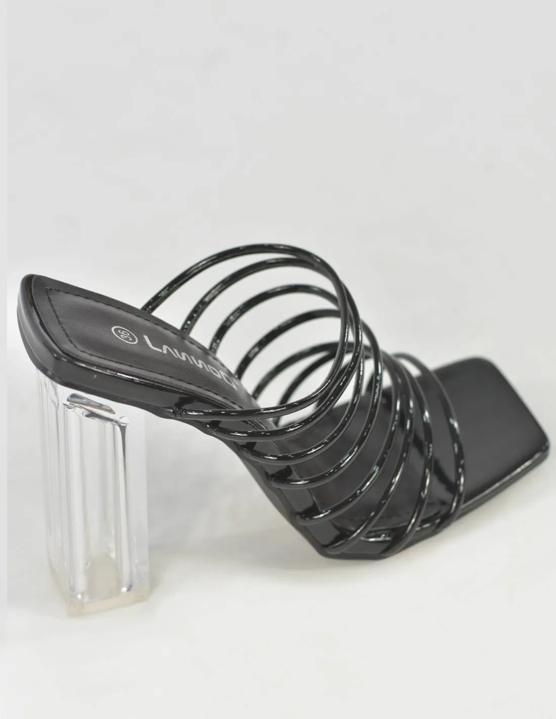 Sandalia tiras | Tacon transparente