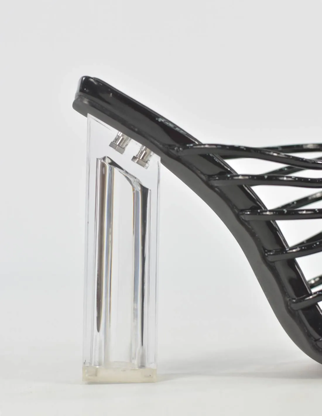 Sandalia tiras | Tacon transparente