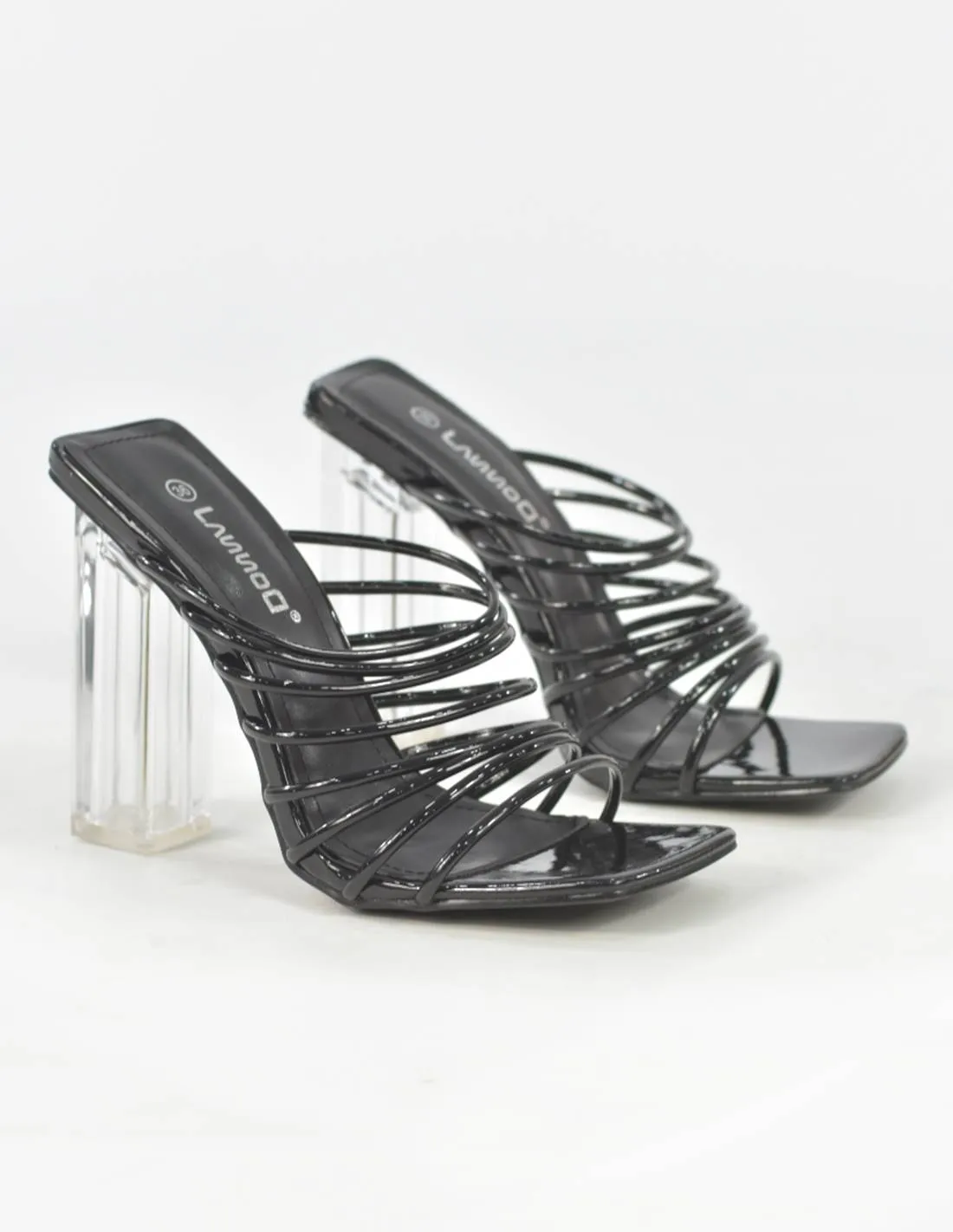 Sandalia tiras | Tacon transparente