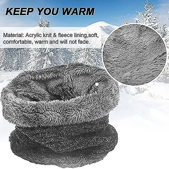 Sombrero de invierno Gorro Sombrero Bufanda Set Sombreros gruesos suaves Gorras de calavera cálida Gris