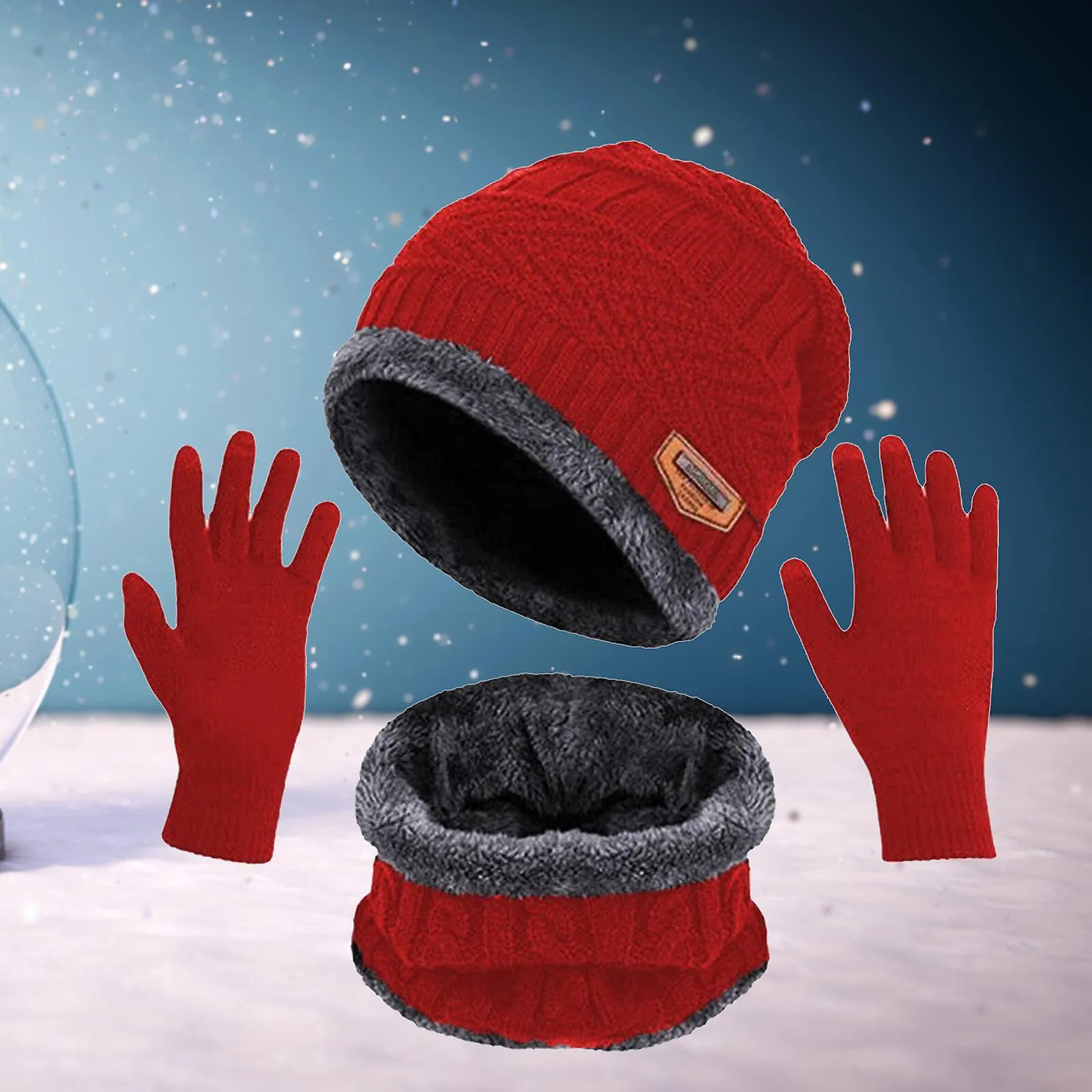 Sombrero de invierno Guantes de bufanda Slouchy Beanie Snow Knit Skull Cap Pantalla táctil Mittens Circle Bufandas para mujeres