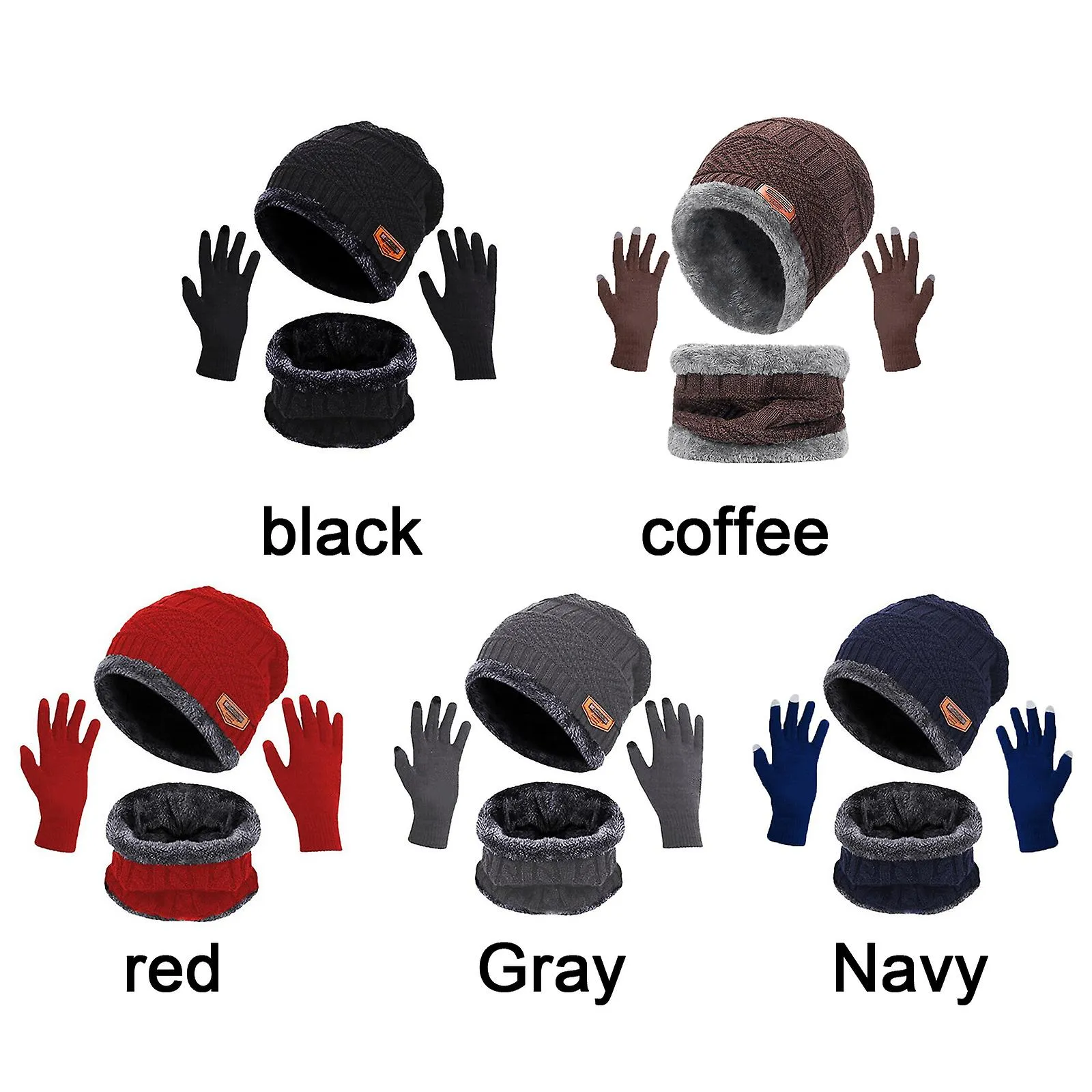 Sombrero de invierno Guantes de bufanda Slouchy Beanie Snow Knit Skull Cap Pantalla táctil Mittens Circle Bufandas para mujeres