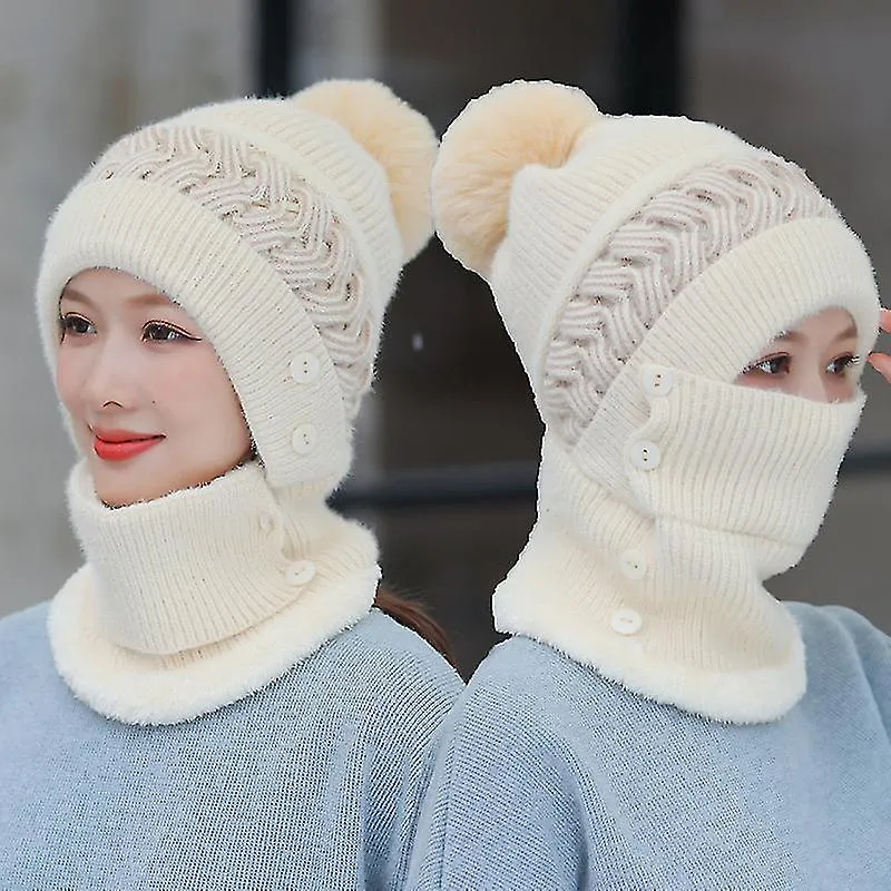 Sombrero de invierno para mujeres, gorro de gorro de invierno Bufanda Slouchy Snow Knit Skull Cap para niñas