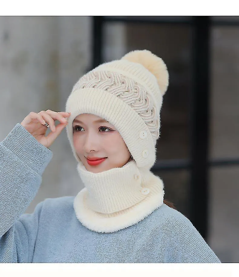 Sombrero de invierno para mujeres, gorro de gorro de invierno Bufanda Slouchy Snow Knit Skull Cap para niñas