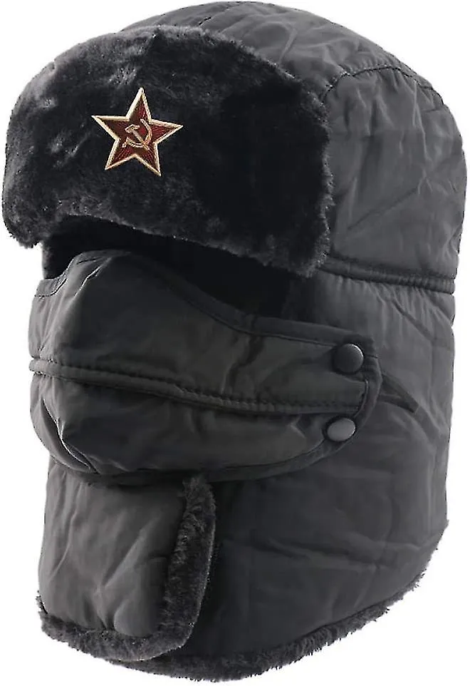 Sombrero ruso Impermeable para hombres Esquí Invierno Bomber Sombreros para mujeres Hombres Insignia soviética Ruso Ushanka Somb
