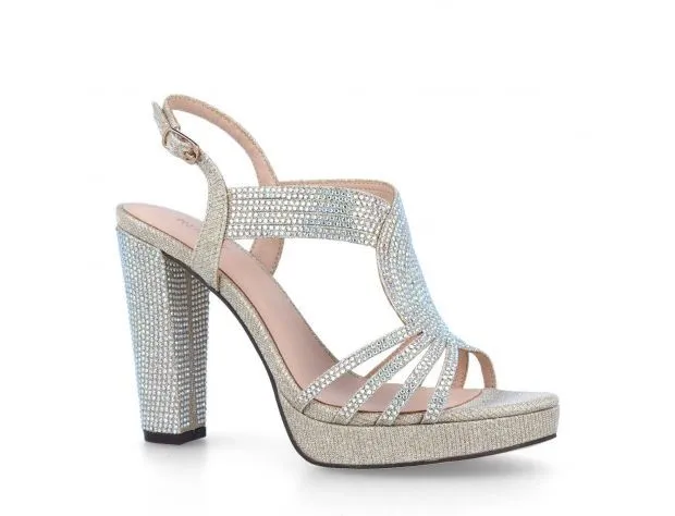 Tacón alto de fiesta con strass y plataforma
