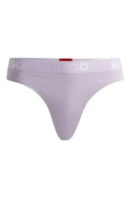 Tanga de algodón elástico con logos en la cintura