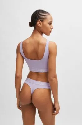 Tanga de algodón elástico con logos en la cintura