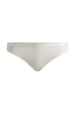 Tanga de tiro bajo en punto elástico con cinturilla logotipada