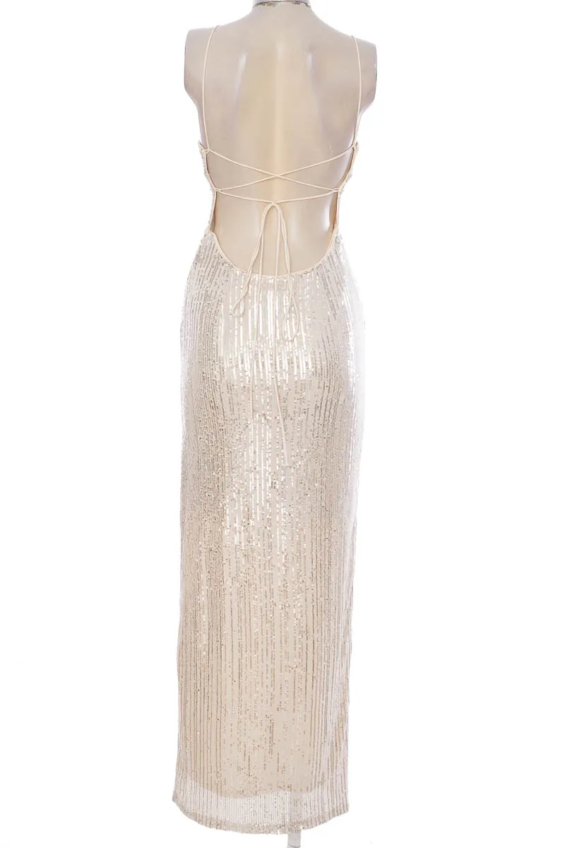 VESTIDO / ENTERIZO COLOR BEIGE  LUXXEL