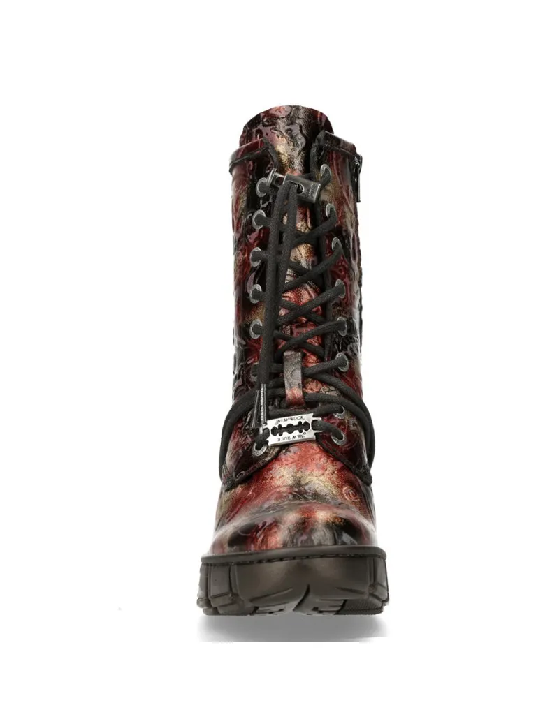 Vintage flower vegan women's ankle boots