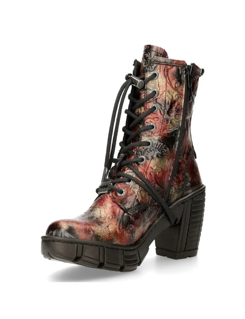Vintage flower vegan women's ankle boots