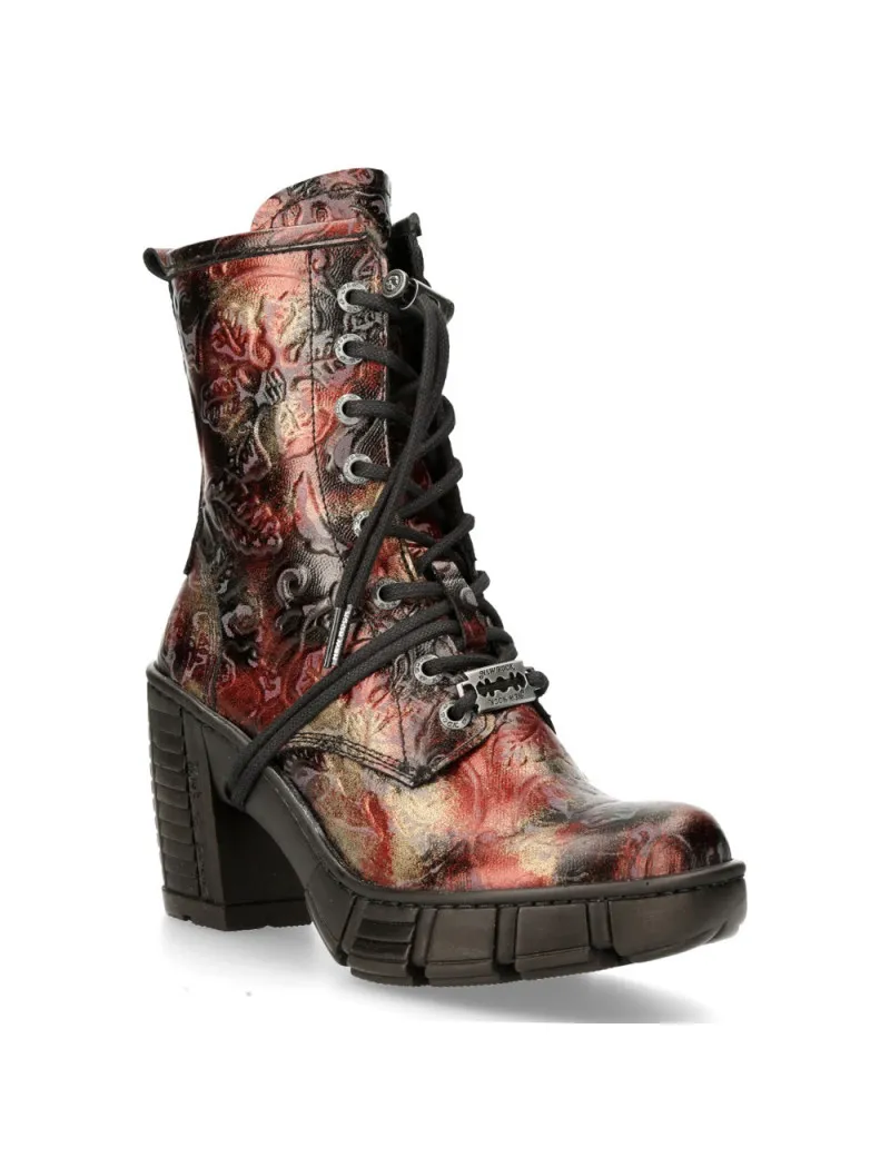 Vintage flower vegan women's ankle boots
