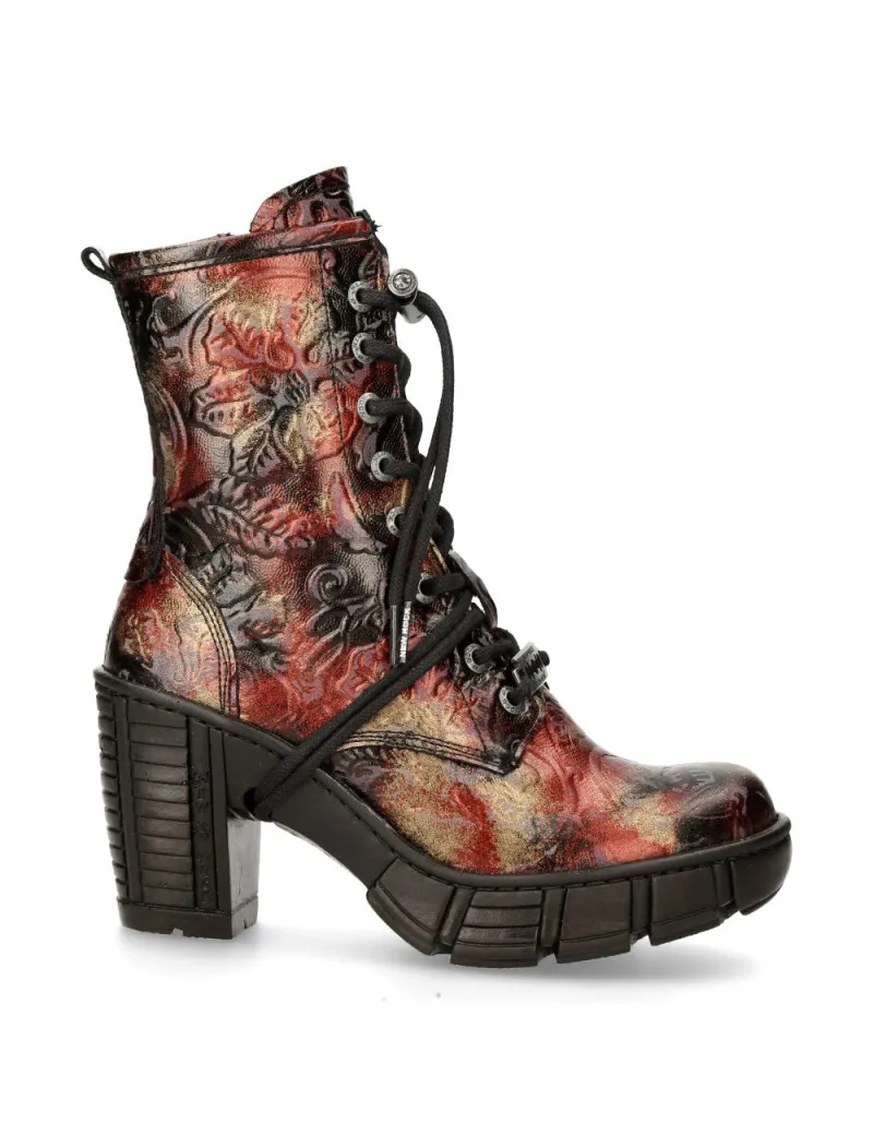Vintage flower vegan women's ankle boots