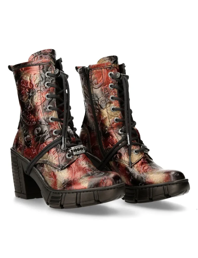 Vintage flower vegan women's ankle boots