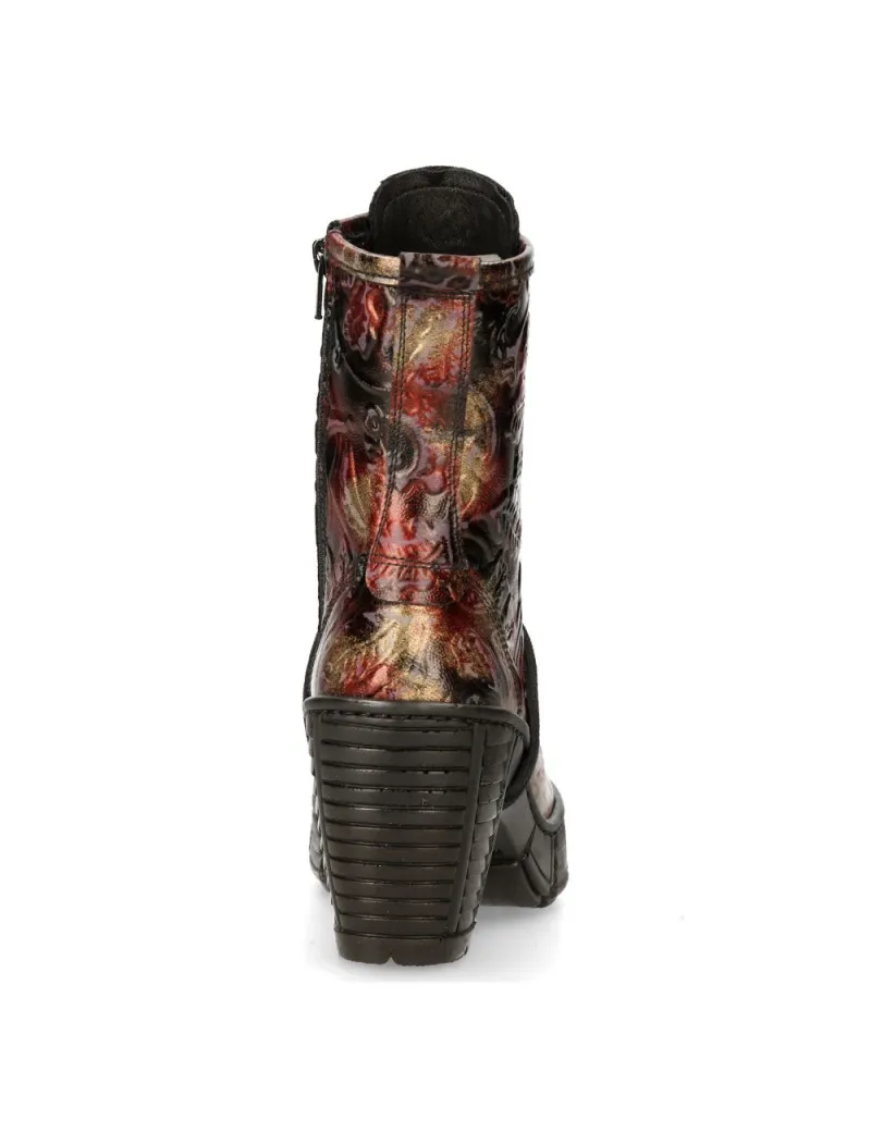 Vintage flower vegan women's ankle boots