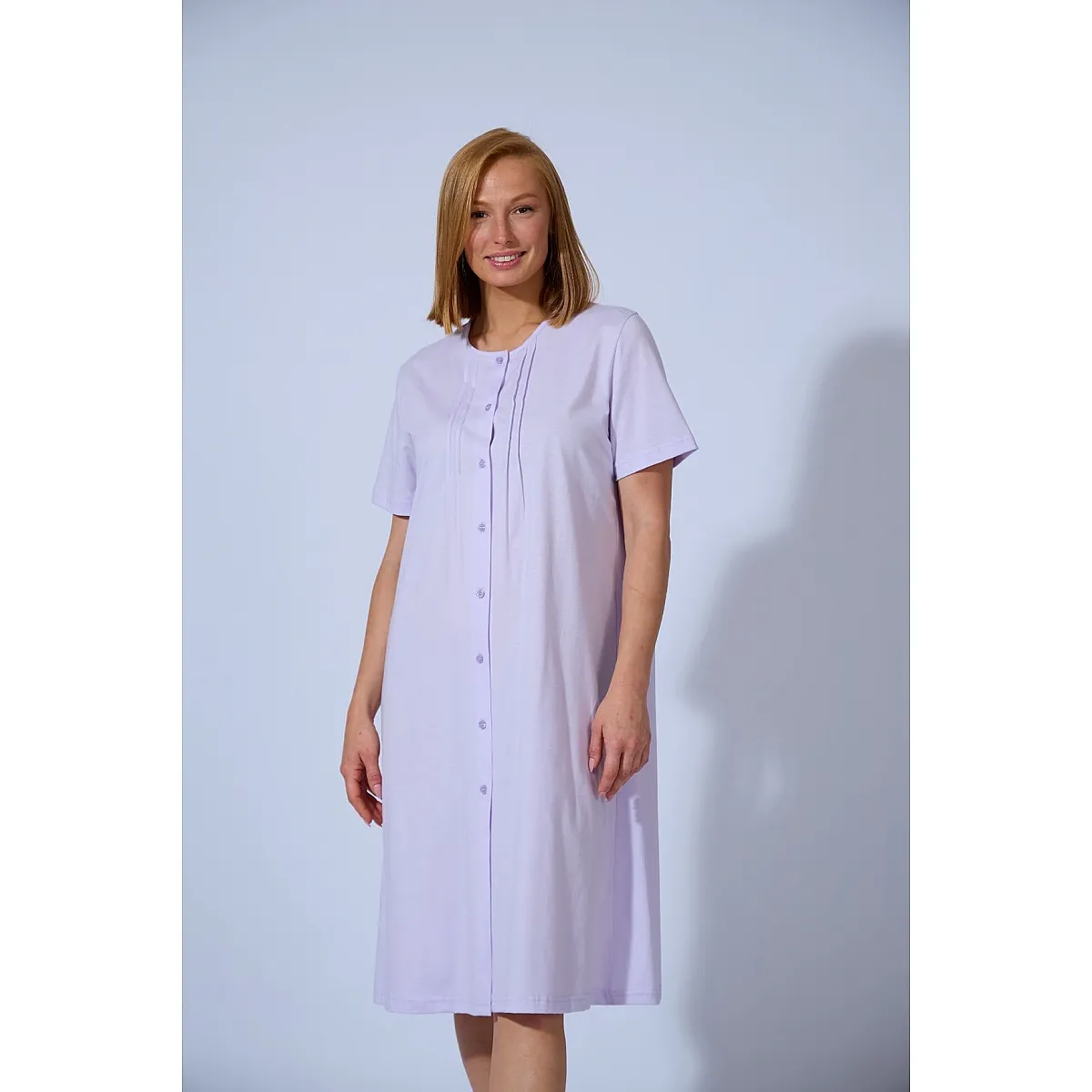WOMEN'S PLAIN LILAC COTTON NIGHTDRESS