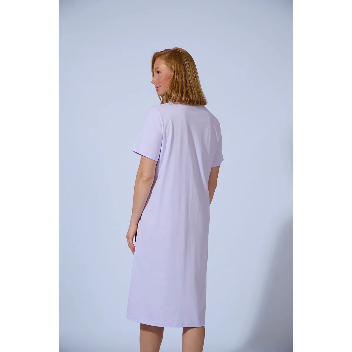 WOMEN'S PLAIN LILAC COTTON NIGHTDRESS