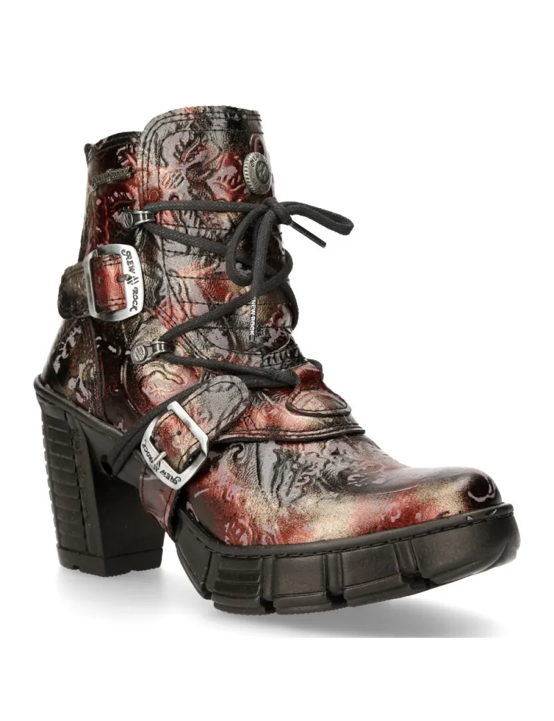 Women's vintage red vegan ankle boots
