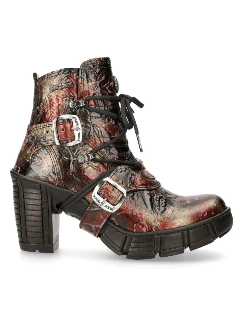Women's vintage red vegan ankle boots