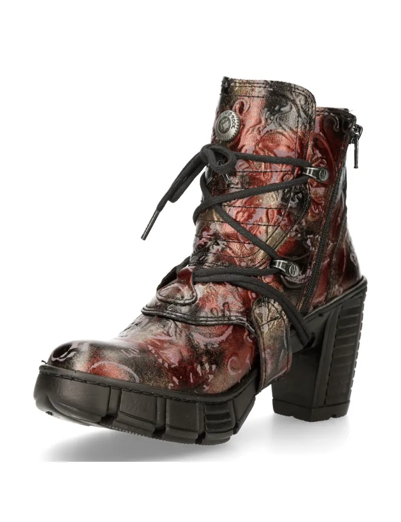 Women's vintage red vegan ankle boots