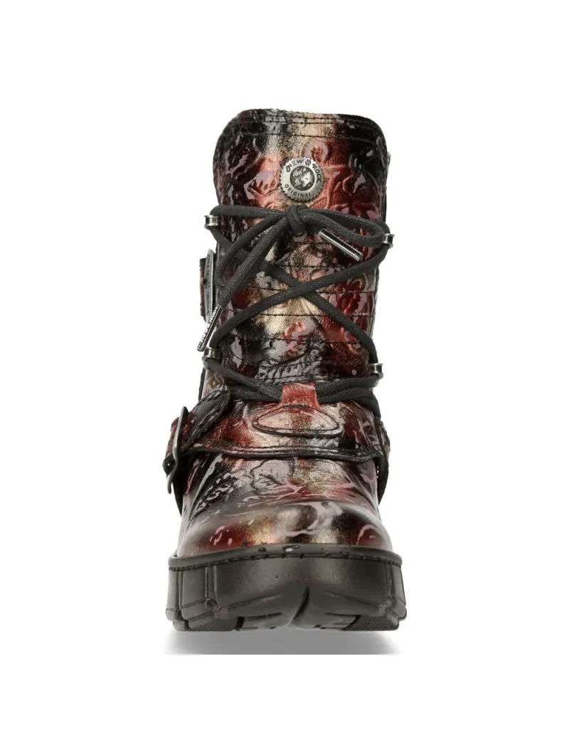 Women's vintage red vegan ankle boots