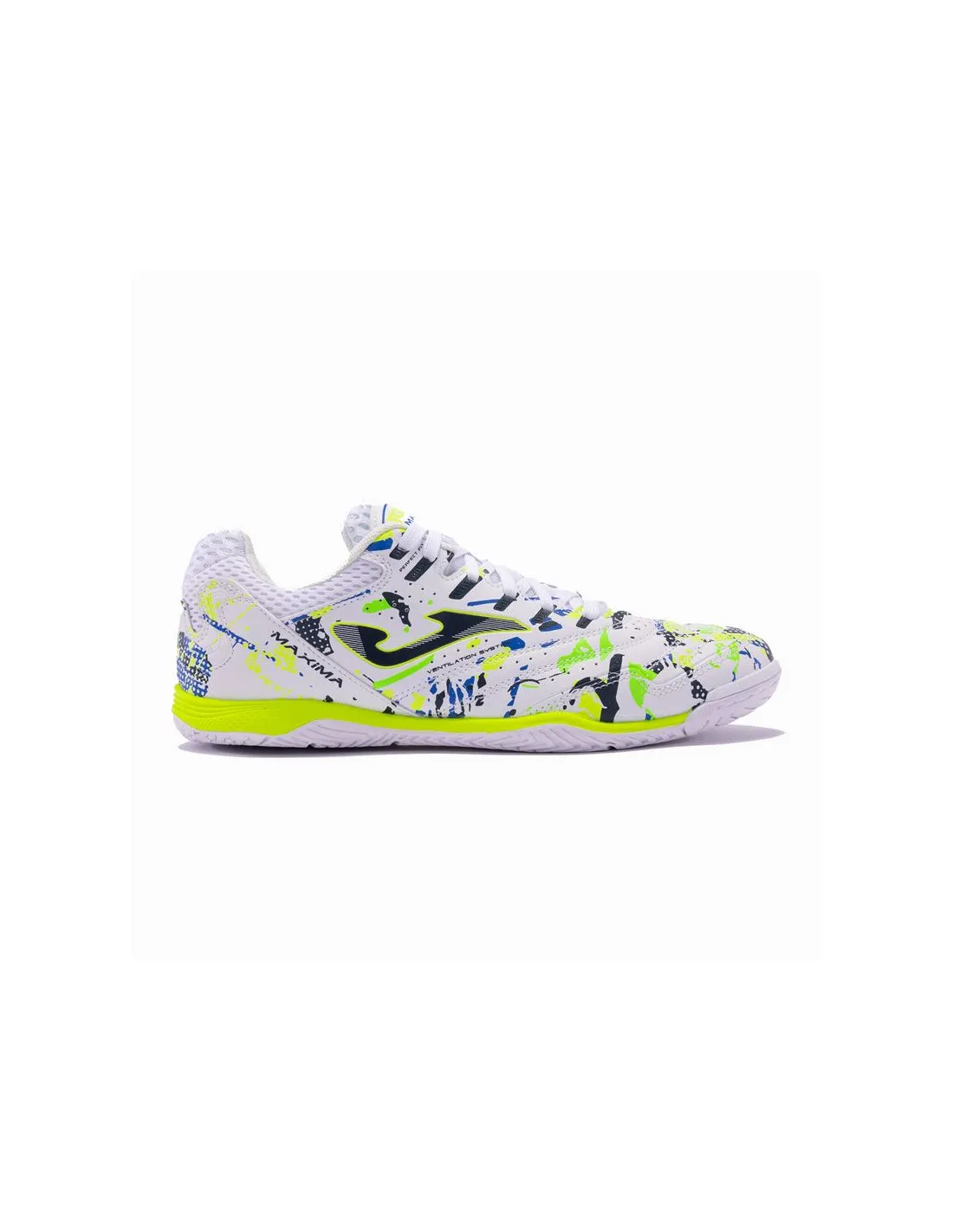 Zapatillas de Fútbol Sala Joma Maxima 2432 Blanco Amarillo Flúor Indoor Hombre