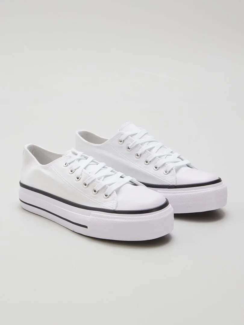 ZAPATILLAS DE TELA CON PLATAFORMA  BLANCO