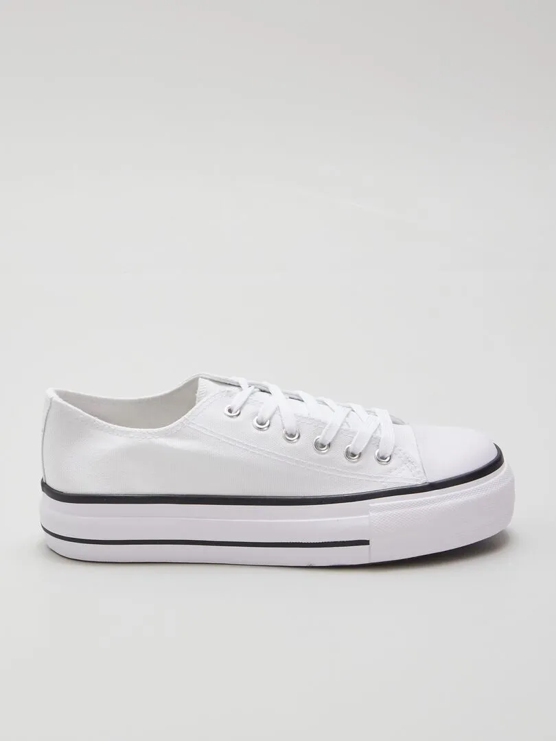 ZAPATILLAS DE TELA CON PLATAFORMA  BLANCO