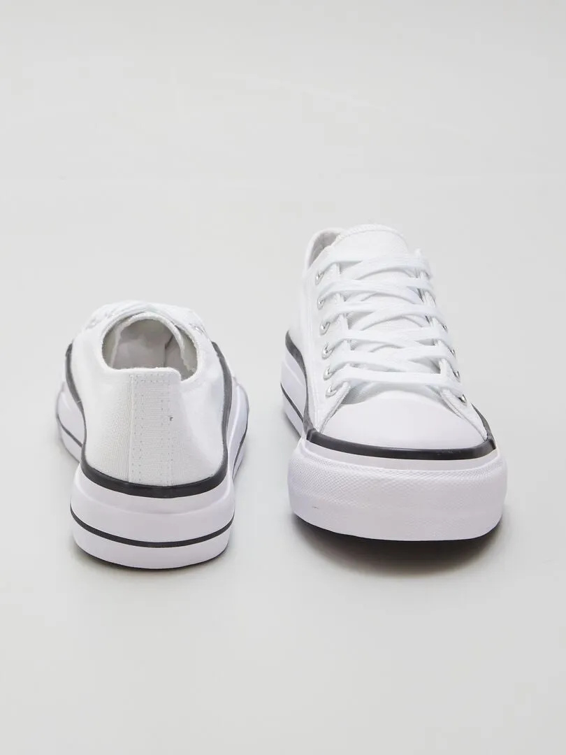 ZAPATILLAS DE TELA CON PLATAFORMA  BLANCO