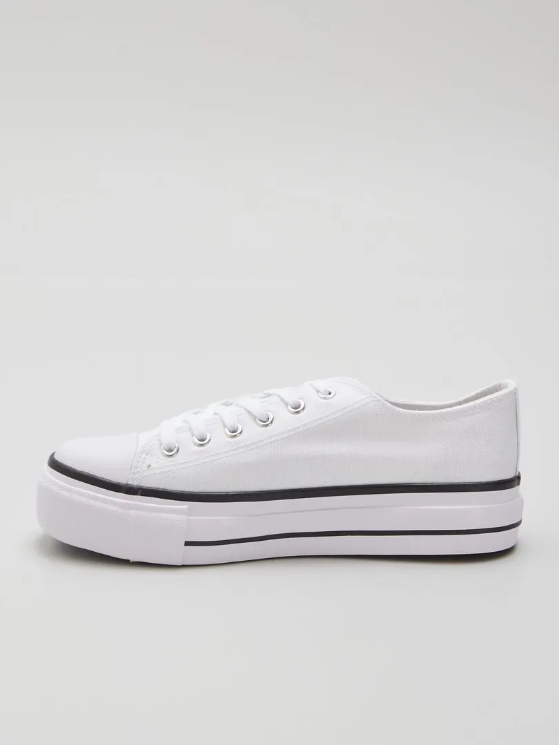 ZAPATILLAS DE TELA CON PLATAFORMA  BLANCO